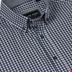 Kam S/S Classic Gingham Check Shirt - navy